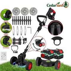 3-in-1 Cordless Grass Trimmer & Edger – 20V Dual Battery, 3 Blade Types