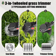 3-in-1 Cordless Grass Trimmer & Edger – 20V Dual Battery, 3 Blade Types