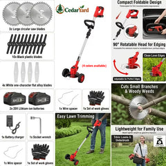 3-in-1 Cordless Grass Trimmer & Edger – 20V Dual Battery, 3 Blade Types