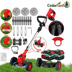 3-in-1 Cordless Grass Trimmer & Edger – 20V Dual Battery, 3 Blade Types