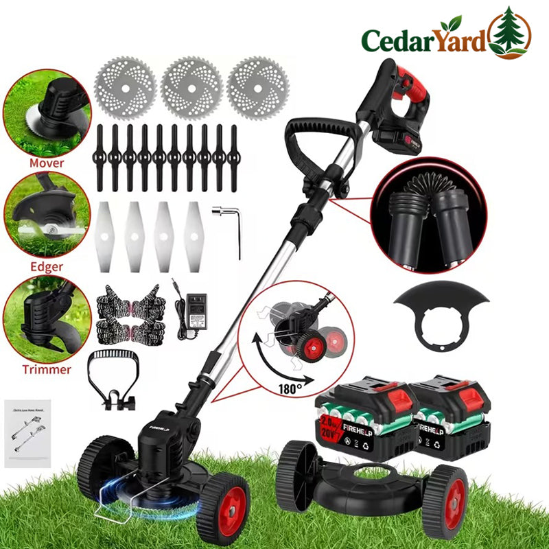 3-in-1 Cordless Grass Trimmer & Edger – 20V Dual Battery, 3 Blade Types