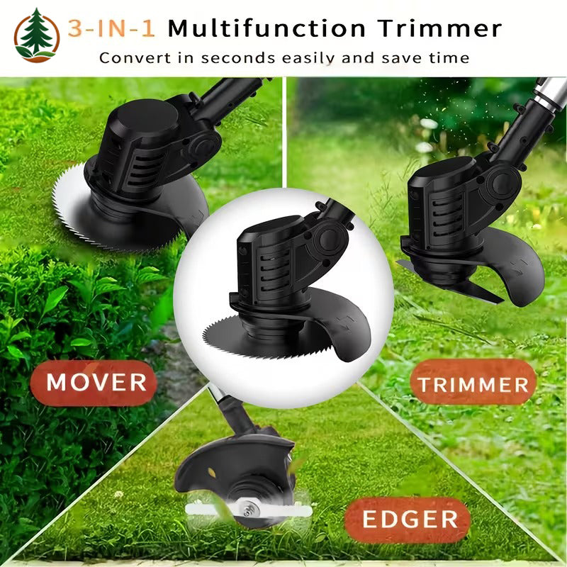 3-in-1 Cordless Grass Trimmer & Edger – 20V Dual Battery, 3 Blade Types