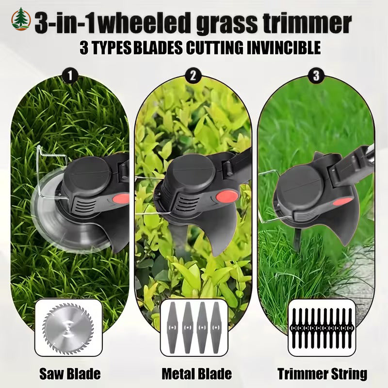 3-in-1 Cordless Grass Trimmer & Edger – 20V Dual Battery, 3 Blade Types