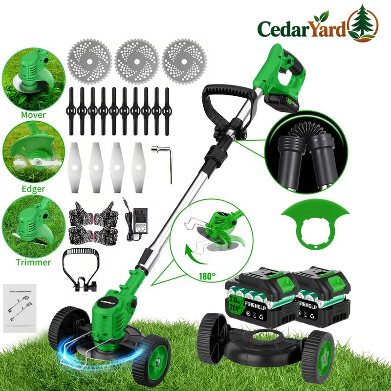 3-in-1 Cordless Grass Trimmer & Edger – 20V Dual Battery, 3 Blade Types