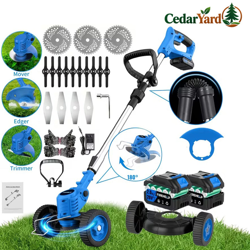 3-in-1 Cordless Grass Trimmer & Edger – 20V Dual Battery, 3 Blade Types