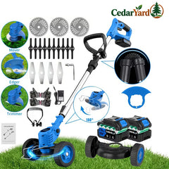 3-in-1 Cordless Grass Trimmer & Edger – 20V Dual Battery, 3 Blade Types